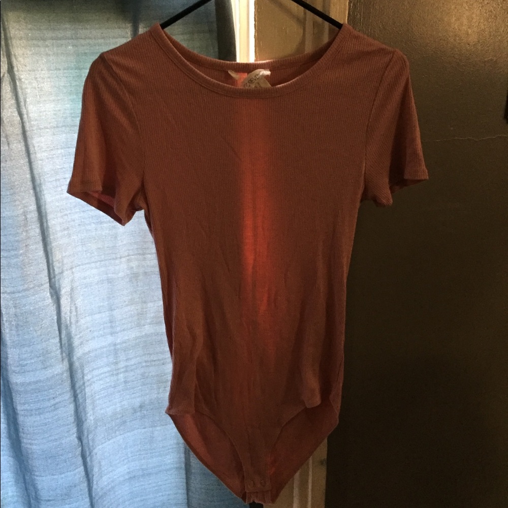 Pink ribbed bodysuit size medium